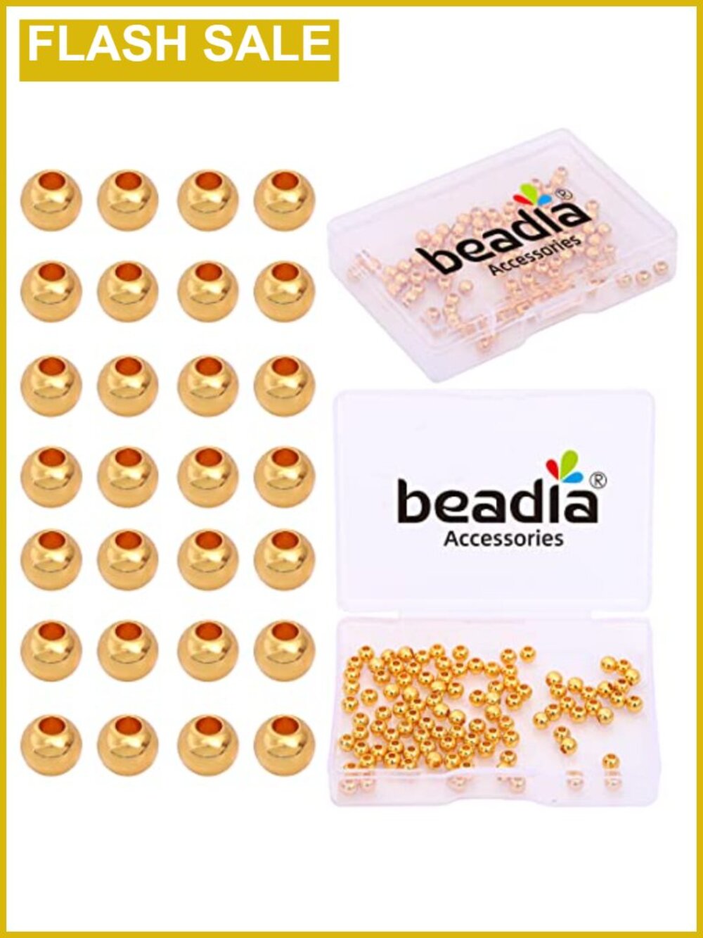18K Gold Plated 4mm Round Spacer Beads 100pcs Jewelry Making Non Tarnish